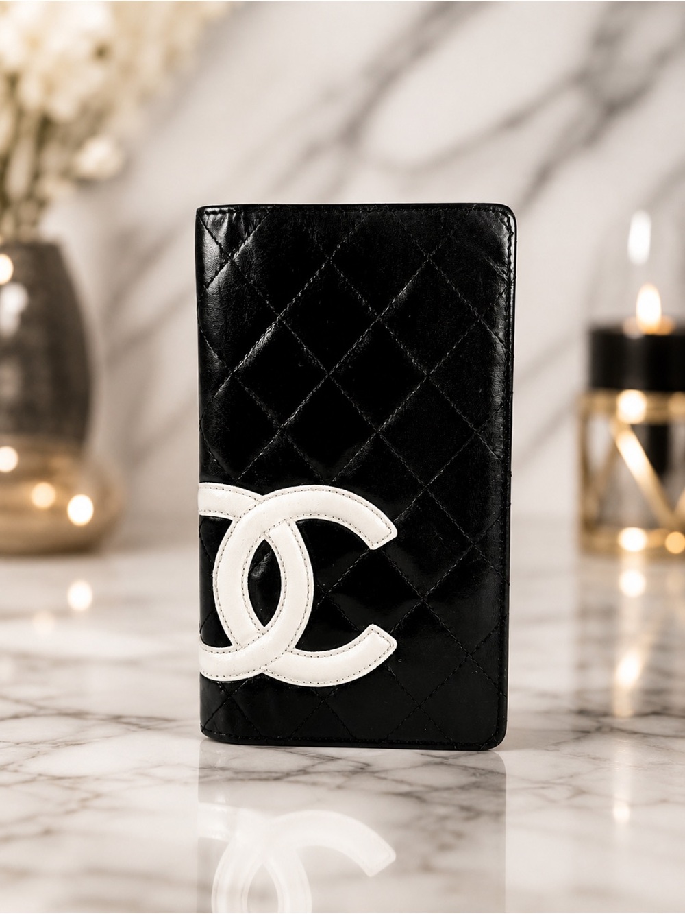 CHANEL Cambon Ligne Black Quilted Lambskin Long Bifold Wallet | Full Inclusion